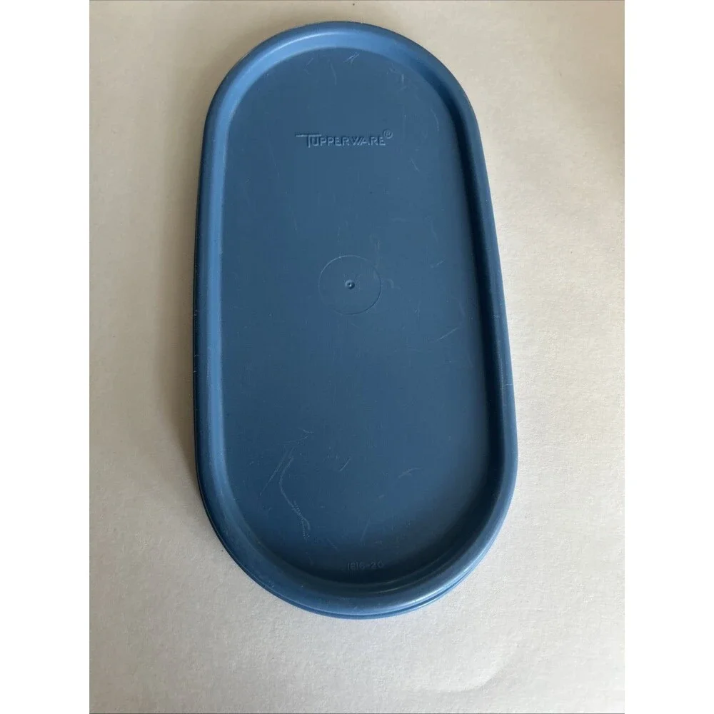 Vintage Tupperware Modular mate 4 3/4 Cup 1612-13 Clear Plastic 1616-20 Blue Lid